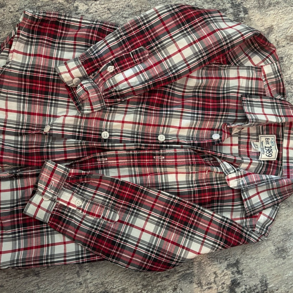 Levi's Kids Red and Black Plaid Button Down Shirt